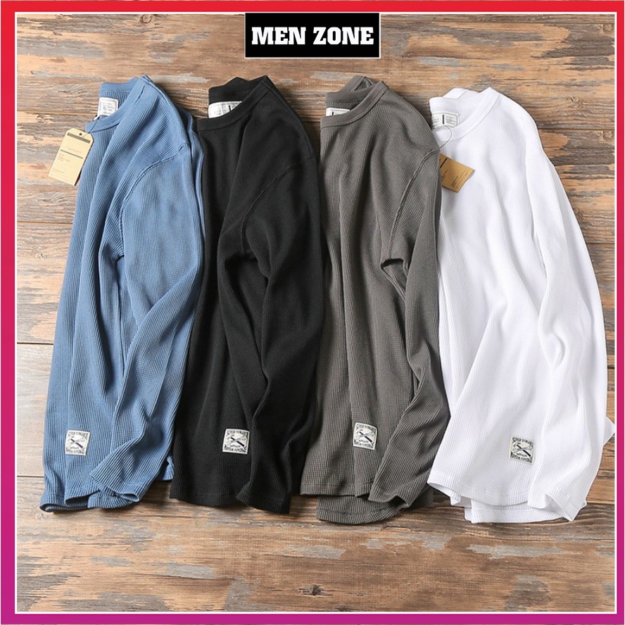 Áo Thun Nam Tay Dài, Áo Phông Nam Trơn Cổ Tròn Dài Tay Cotton Tổ Ong [DTO]