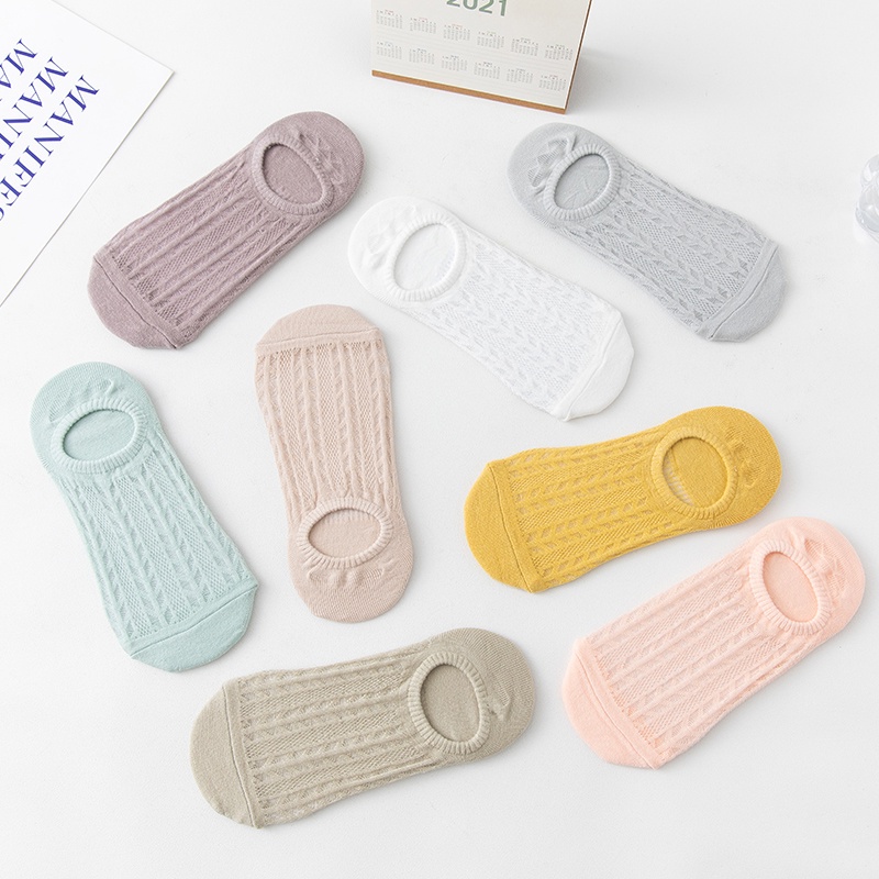 Vớ ECMLN cotton chống trượt thoáng khí màu sắc macaron tùy chọn thời trang dành cho nữ