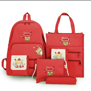 Balo Set 4 món thời trang sinh viên học sinh - Gấu Cute