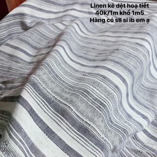 Vải linen hàng xuất dư kẻ xám 45k/1m khổ 1m5