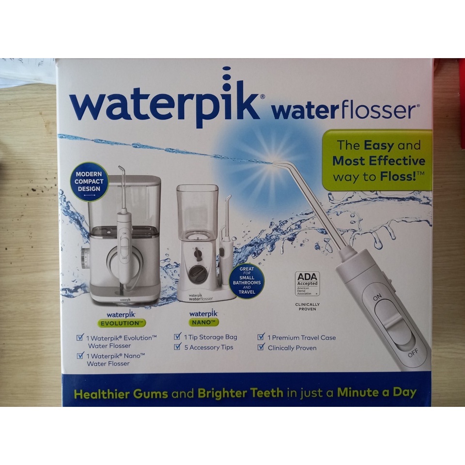 Combo 2 máy tăm nước Waterpik Waterflosser Evolution WF-07 và Waterpik Nano WP-310