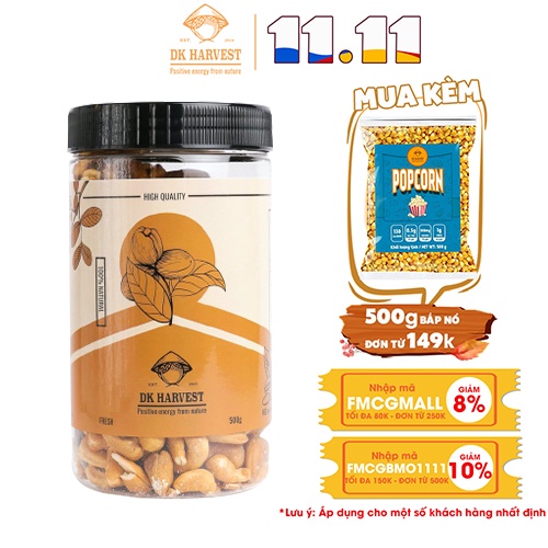 [Mã FMCGMALL -8% đơn 250K] Nhân Hạt Điều Rang DK Harvest tách vỏ Bình phước, hàng xuất khẩu – 250g, 500g