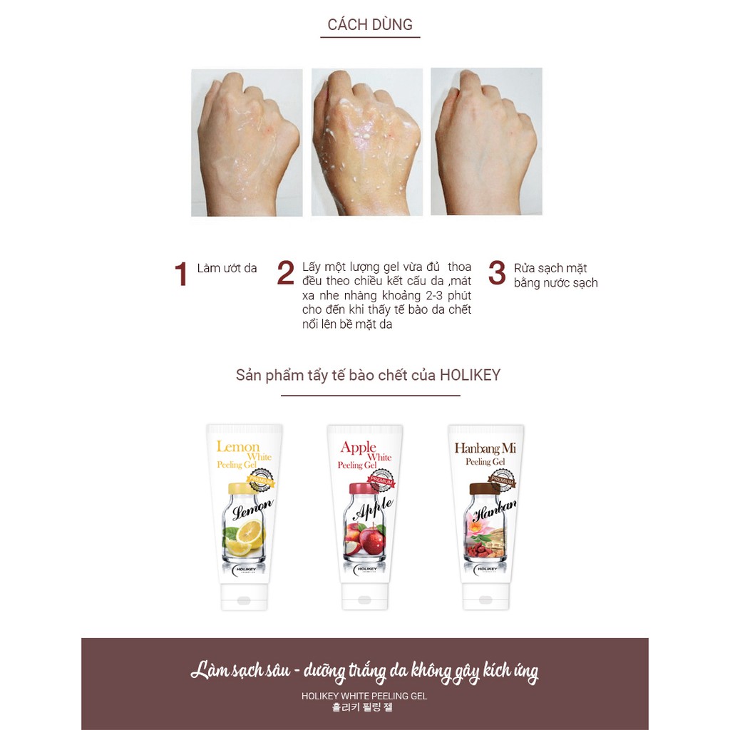 ( Phiếu công bố ) Gel tẩy tế bào chết mặt Holikey White Peeling Gel chống viêm, giảm nhăn bổ sung vitamin chống lão hóa | BigBuy360 - bigbuy360.vn