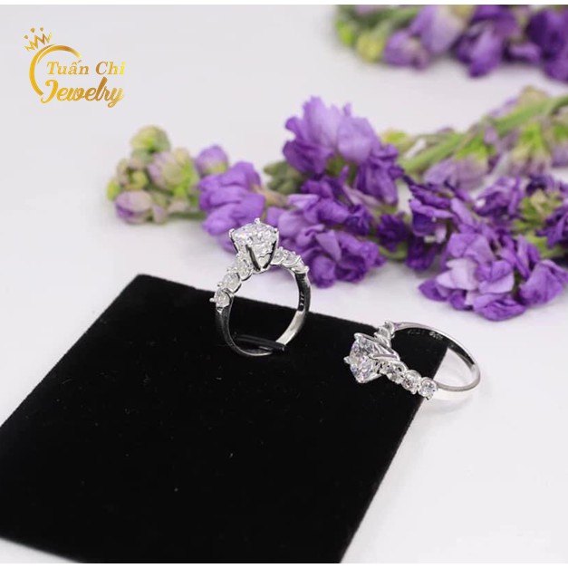 Nhẫn Bạc Nữ FREESHIP Nhẫn Nữ Cao Cấp Gắn Đá Chủ Sang Trọng, Kết Hợp Đá Viền Trẻ Trung
