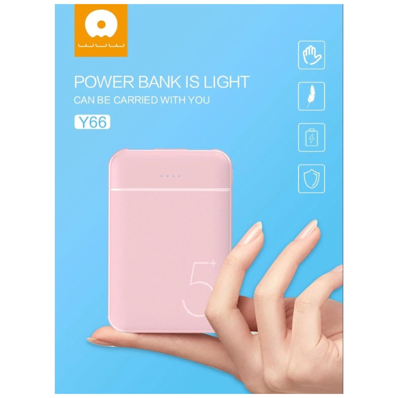 Pin sạc dự phòng Wuw Y66 Urtechcorner giá rẻ dung lượng 5000mAh nnỏ gọn nhiều màu sắc thời trang