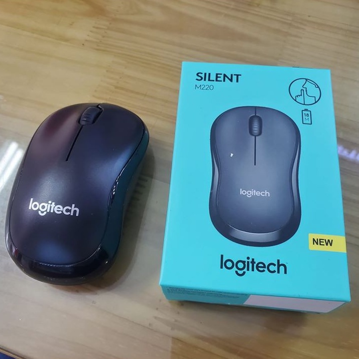 Chuột không dây Logitech Silent M220 màu đen - Tặng kèm pin - Bảo hành 12 tháng