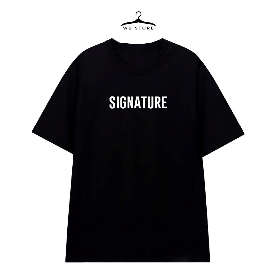 Áo thun Unisex WB Signature Áo thun nam nữ tay lỡ form rộng oversize trắng đen