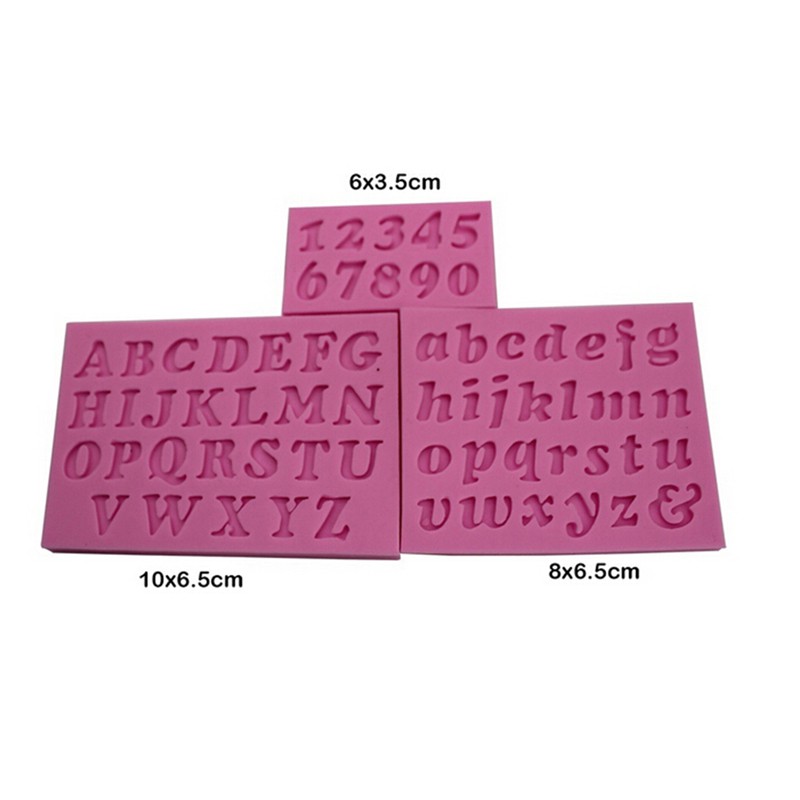 Bộ 3 Khuôn Silicone Hình Chữ Cái &amp; Số Mini Dùng Trang Trí Bánh Kem DIY