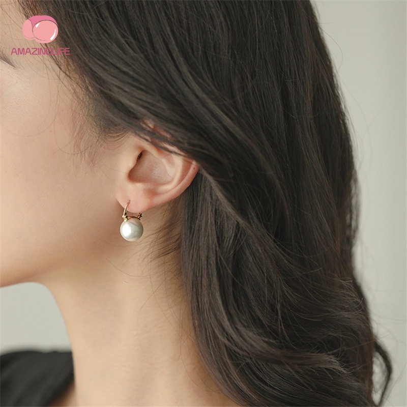 Bông Tai Đính Ngọc Trai Giả Sang Trọng Phong Cách Hàn Quốc