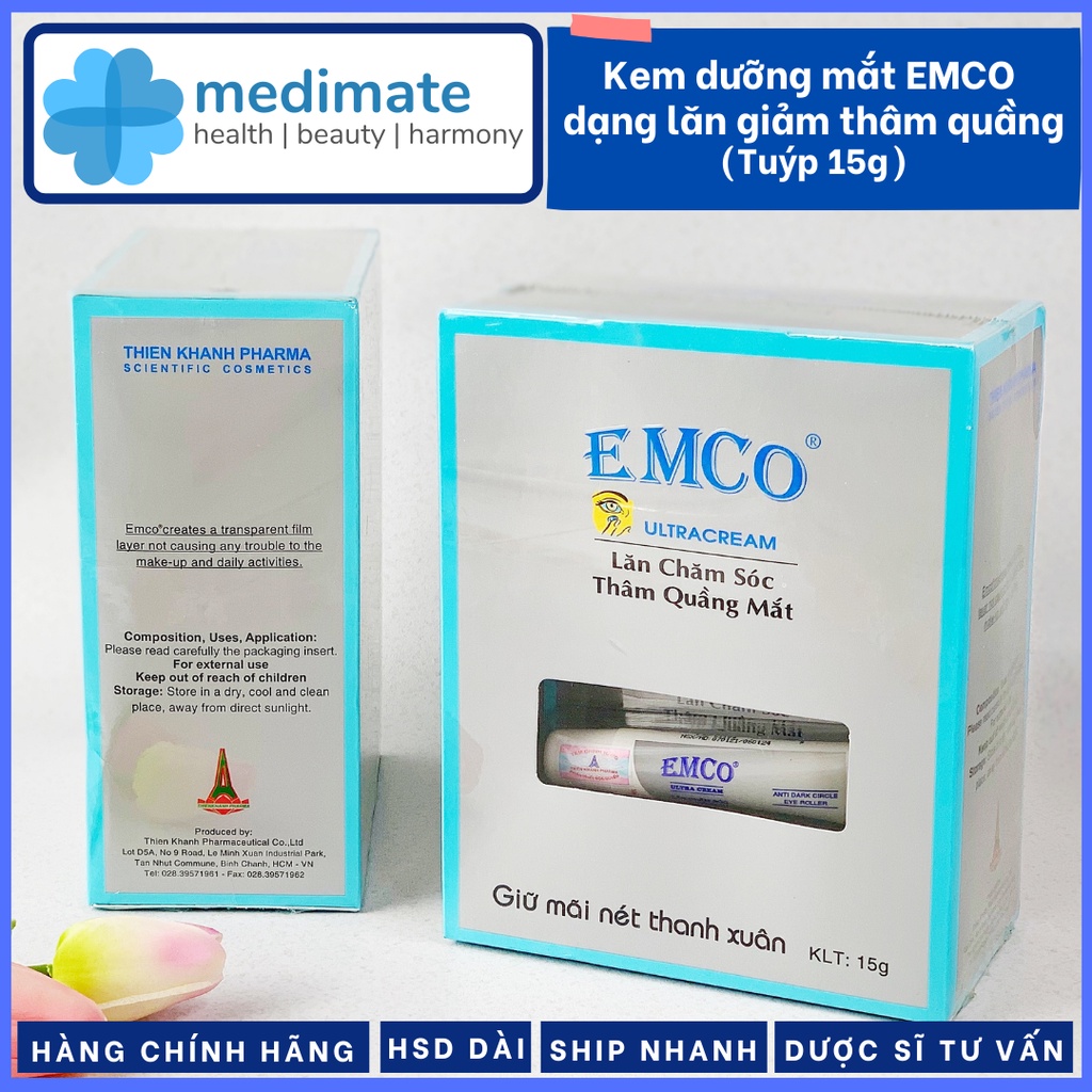Kem dưỡng mắt EMCO giảm thâm quầng, giảm bọng mắt dạng lăn (tuýp 15g)