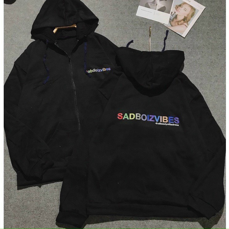 Áo Hoodie SADBOI Zip Nam Nữ Ulzzang Unisex, Áo khoác nỉ có zip chất nỉ dày dặn.H01