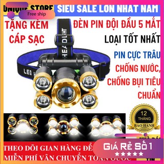 Đèn Pin Đội Đầu 5 Mắt Siêu Sáng, Đèn Pin Siêu Sáng