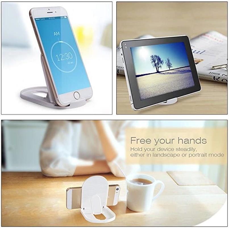 Giá đỡ điện thoại/máy tính bảng bằng nhựa PP mini để bàn có thể gấp gọn cho iPhone &amp; Android