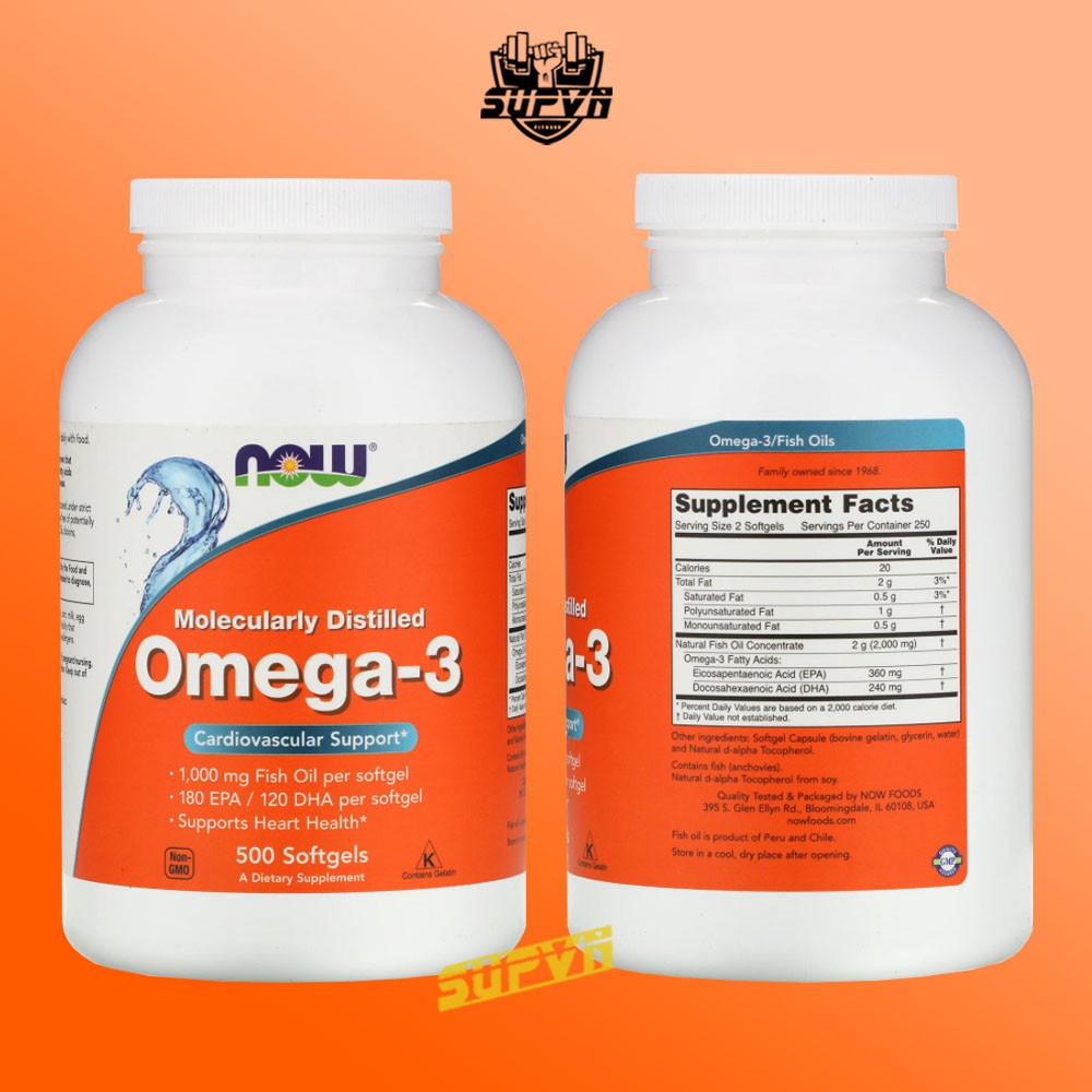 Omega 3 Now 500 viên -  Hỗ trợ tim mạch mắt và xương khớp Dầu cá Fish Oil Now nhiều viên Mỹ