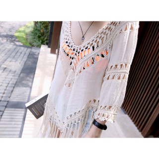 CÓ SẴN kimono áo lưới nữ tua rua