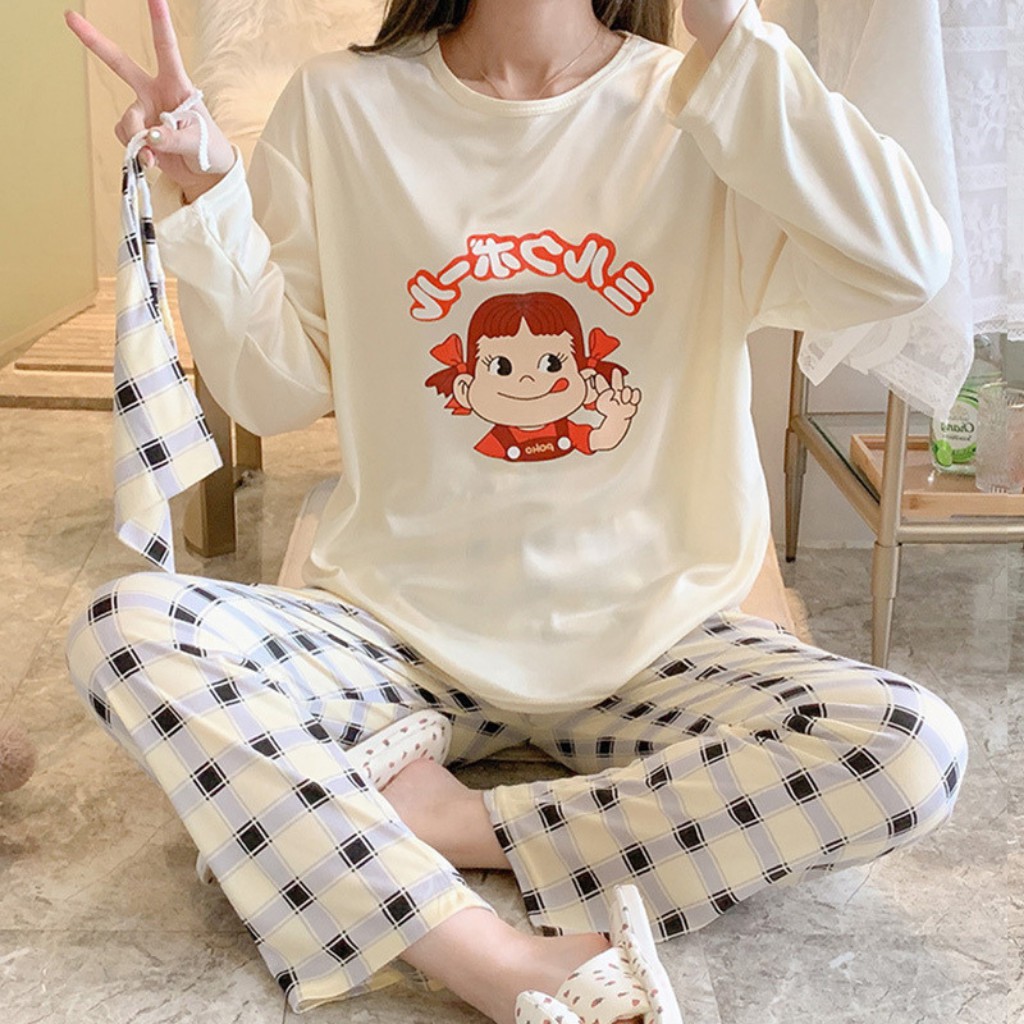 Bộ đồ ngủ, đồ ngủ nữ dài tay pijama freesize cotton hàng Quảng Châu siêu đẹp (ẢNH/VIDEO THẬT) | BigBuy360 - bigbuy360.vn