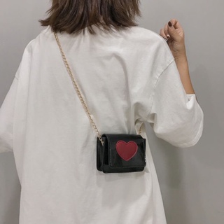 Túi đeo chéo mini da bóng in trái tim hàn quốc ulzzang nữ 2019