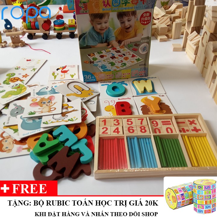 COMBO bộ chữ 3D + bô que tính làm toán cho bé yêu