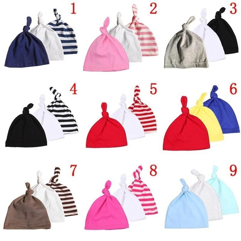 Set 3 nón trùm đầu vải cotton đáng yêu cho bé