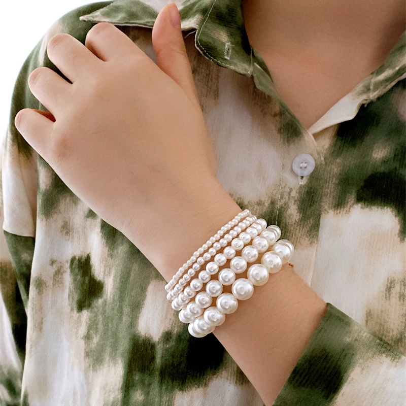 Vòng tay chuỗi hạt ngọc trai tròn thanh lịch 17KM dành cho nữ