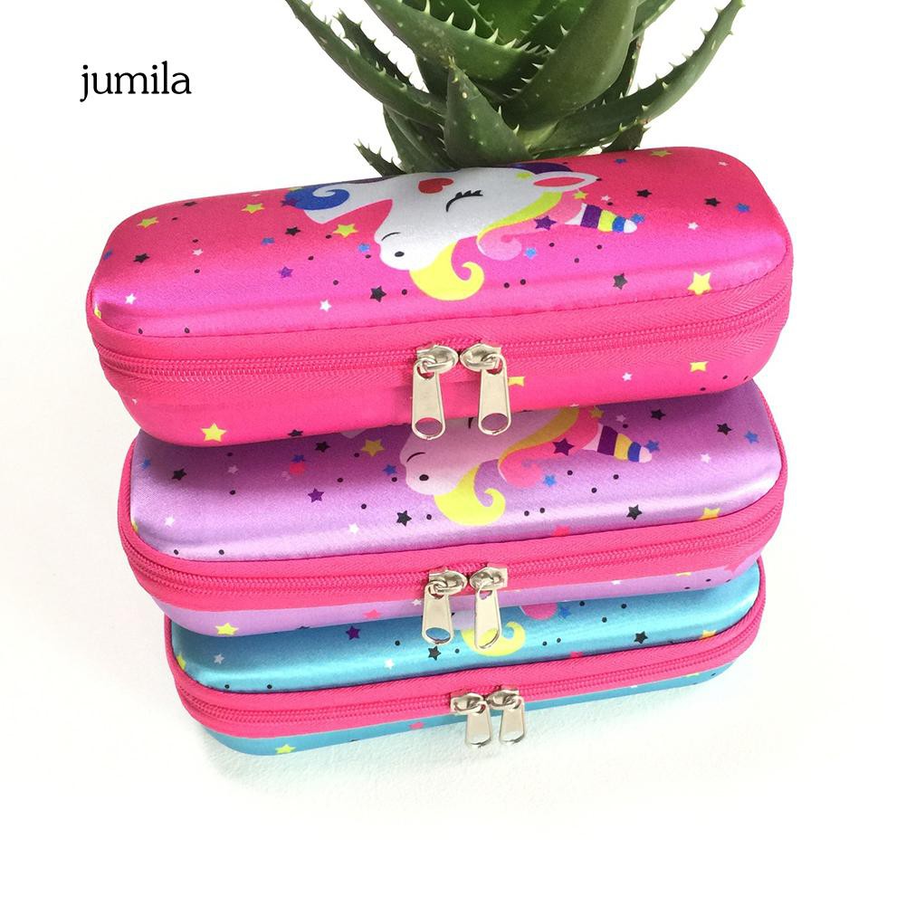 Hộp đựng bút khoá kéo hoạ tiết chú kì lân nhiều màu sắc 3D cho bé