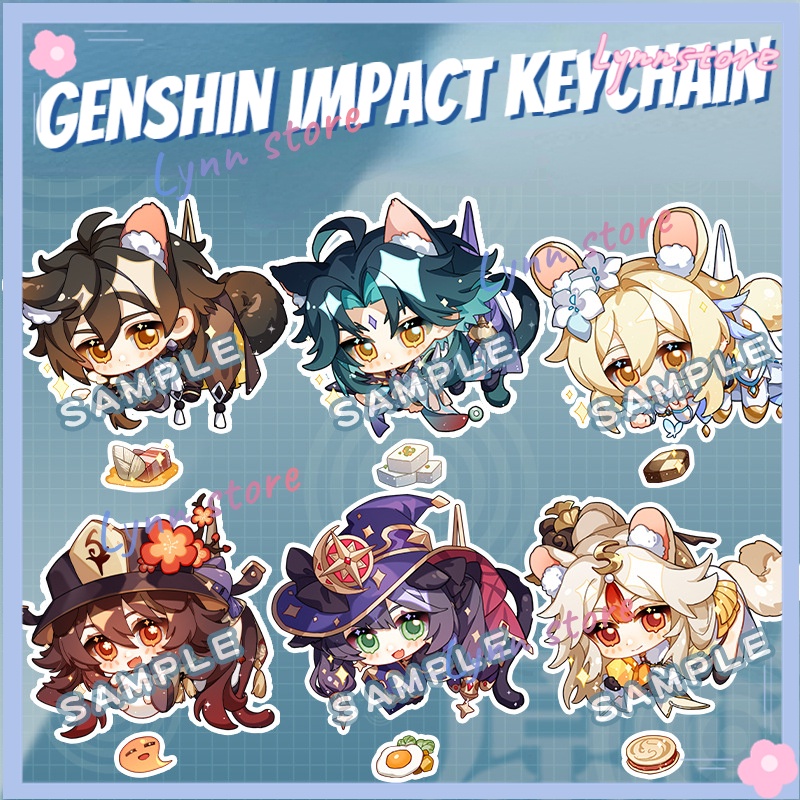 Genshin Impact Zhongli Paimon Hutao Diluc Klee đàn ông Chìa khóa Móc khóa cho nữ Phụ kiện Túi dễ thương Mặt dây chuyền Quà tặng Móc khóa