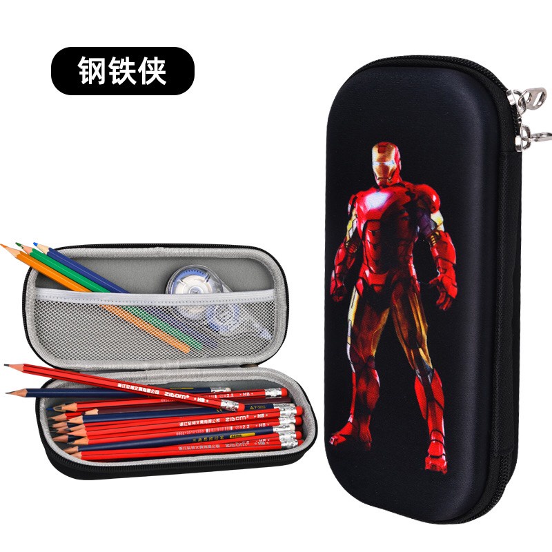 Hộp Đựng Bút học sinh in hình nhân vật hoạt hình siêu nhân, Captain American, iron man