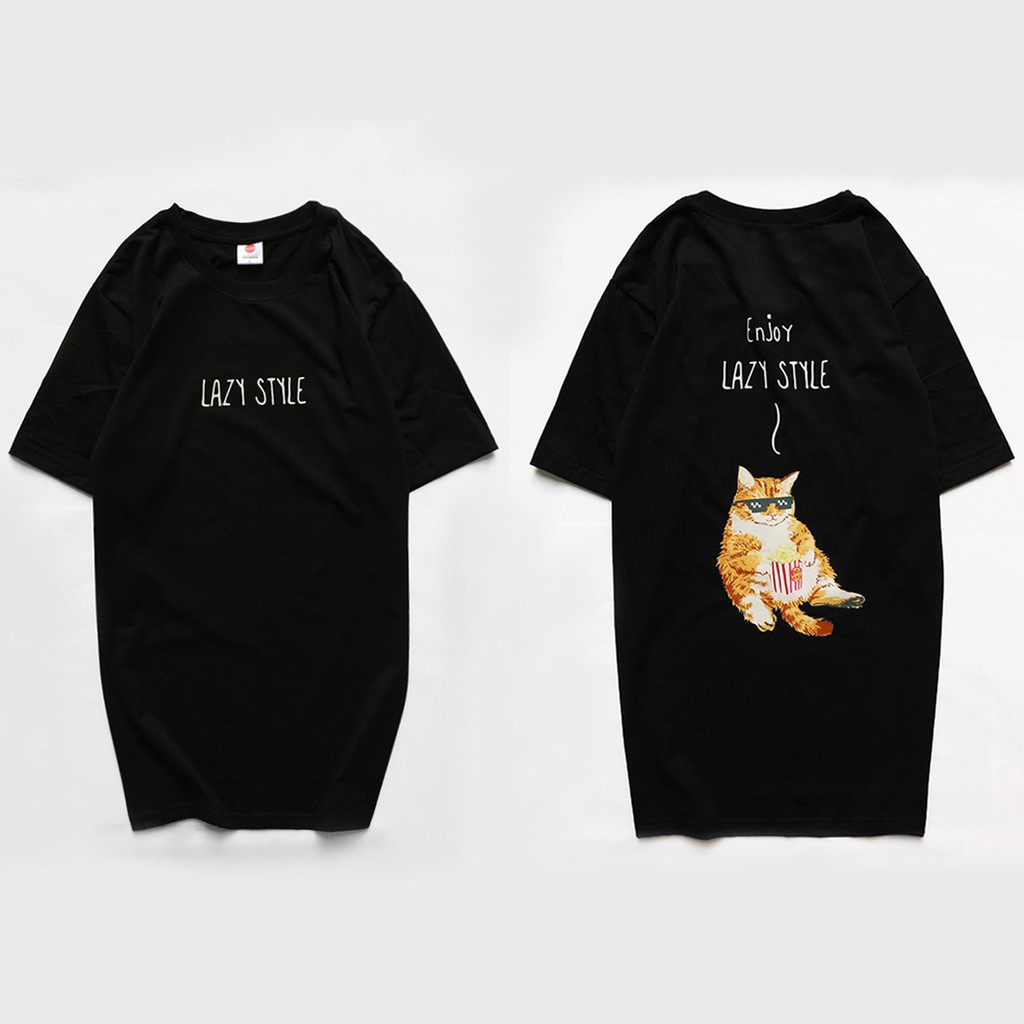 Áo Phông Cotton Unisex Hoạ Tiết Mèo Mã 1016