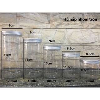 Hủ nhựa PET nắp Nhôm 150ml, 350ml, 500ml, 800ml ,1000ml, 1200ml (chưa bao gồm Seal)