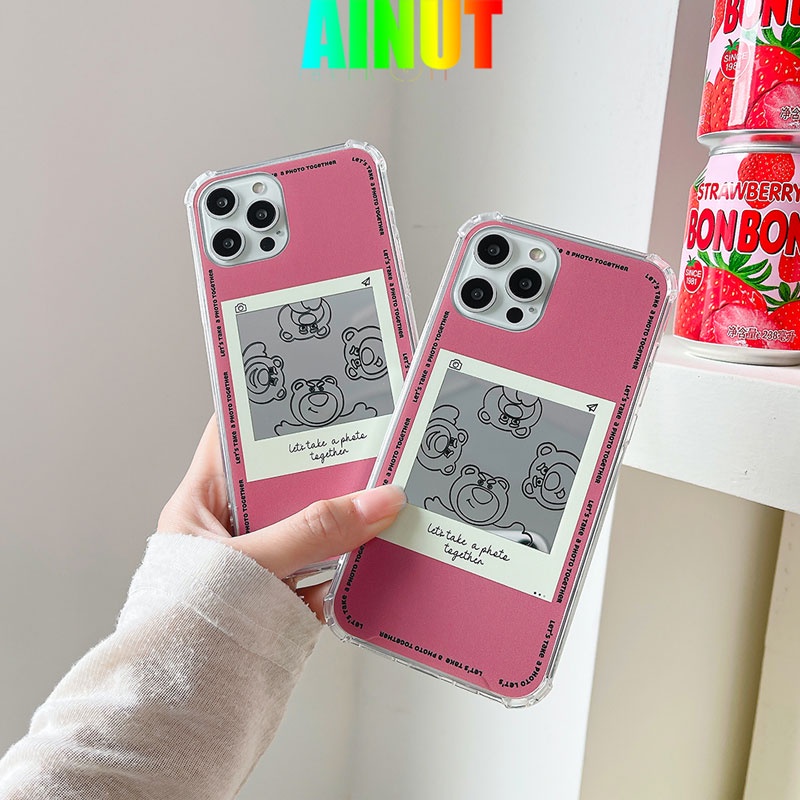Ốp Điện Thoại Tpu Silicon Mềm Chống Bụi Chống Sốc Hình Gấu Và Dâu Tây Cho Iphone7 8 11 12 Pro Max Plus X Xs Xr Xsmax