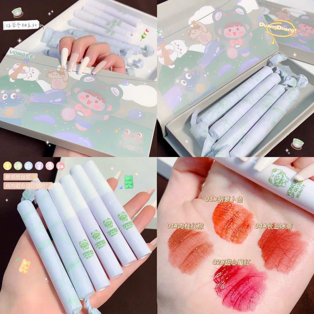 Bộ Bốn Thỏi Son Môi Màu Nhung Lì Không Phai Màu Cao Cấp