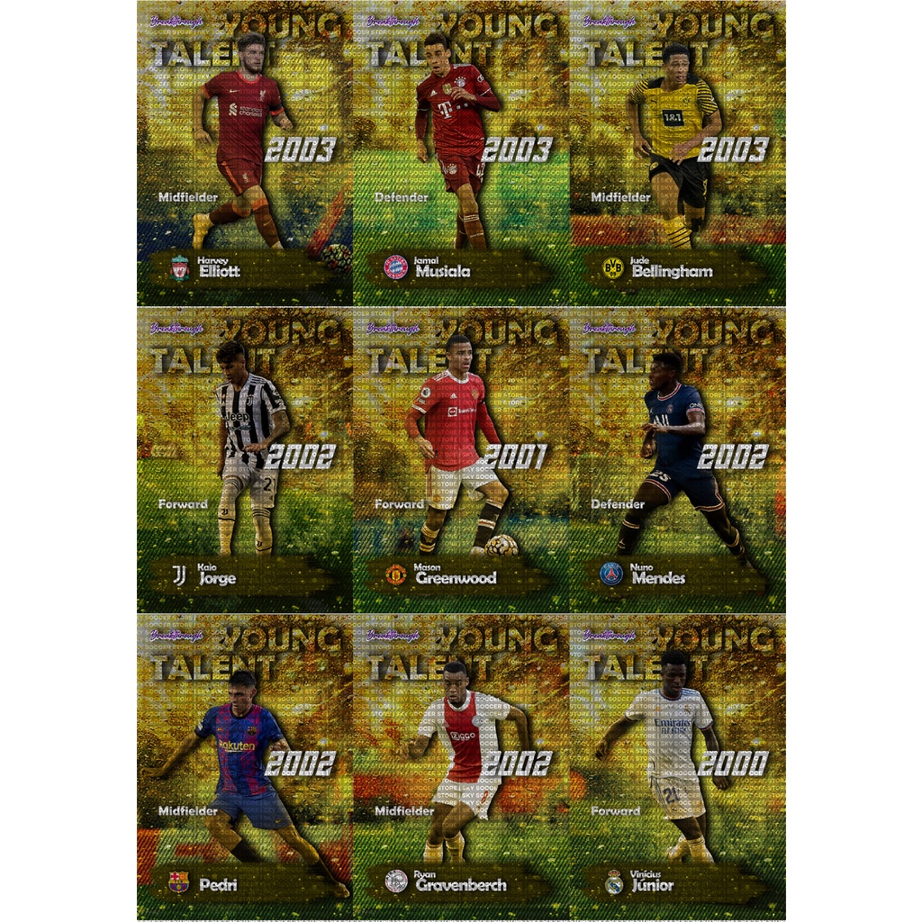 Thẻ Cầu Thủ Bóng Đá SKY Card YOUNG TALENT | Pedri Greenwood Elliott Musiala Bellingham Jorge Mendes Gravenberch Vinicius