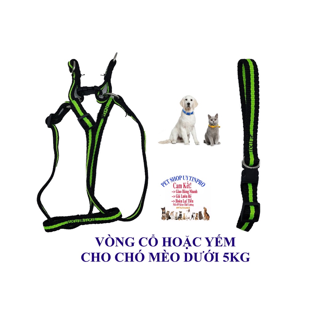 Vòng cổ hoặc Yếm cho Chó Mèo Dưới 5kg Bản rộng 1cm Chất liệu dù bền chắc, Có thể điều chỉnh, Thoải mái khi đeo