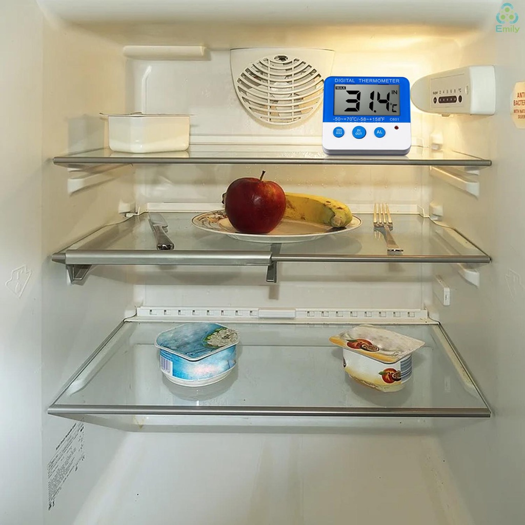 Nhiệt kế kỹ thuật số đo nhiệt độ tủ lạnh có báo động màn hình LCD dễ nhìn tiện dụng
