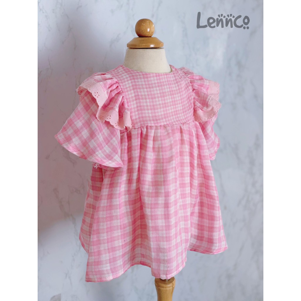 Váy Lenco kẻ caro hồng cực xinh cho bé gái