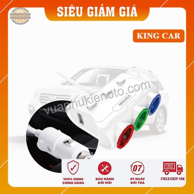 Bộ chia 3 tẩu 2 usb Meichele có hiển thị điện áp - Shop KingCar