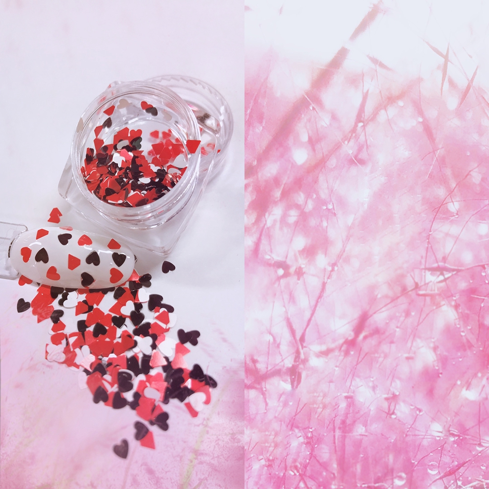 Hạt kim sa hình trái tim lấp lánh trang trí móng tay