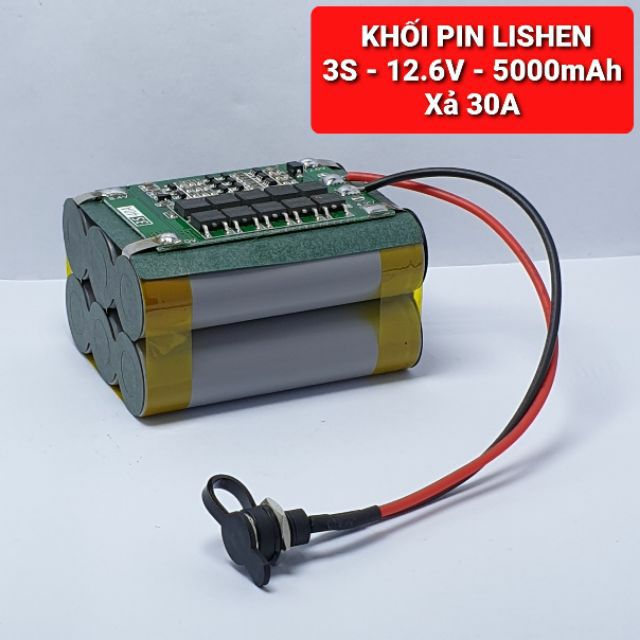 KHỐI PIN 3S -12.6V - 5000mah XẢ 30A/70A CH0 MÁY NỘI ĐỊA