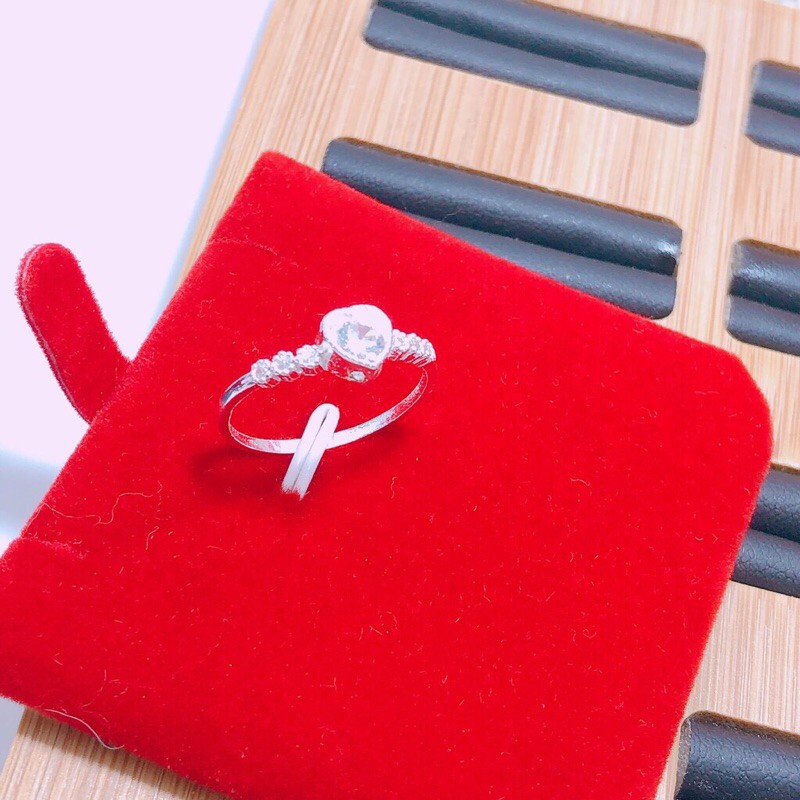NHẪN NỮ BẠC TA ĐÍNH ĐÁ MẶT TIM XINH XẮN LINH MIU SILVER
