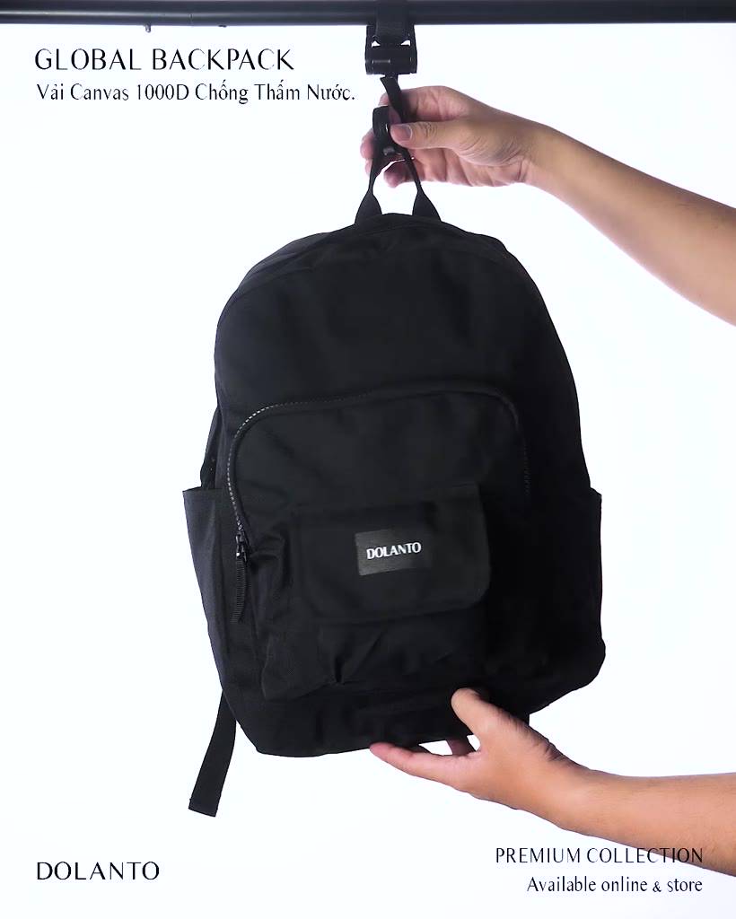 Balo Đi Học GLOBAL Chống Nước Cao Cấp Thời Trang Rẻ Đẹp Nhẹ Vải Canvas Đen Đựng Laptop Đi Chơi Du Lịch Nam Nữ DOLANTO | BigBuy360 - bigbuy360.vn