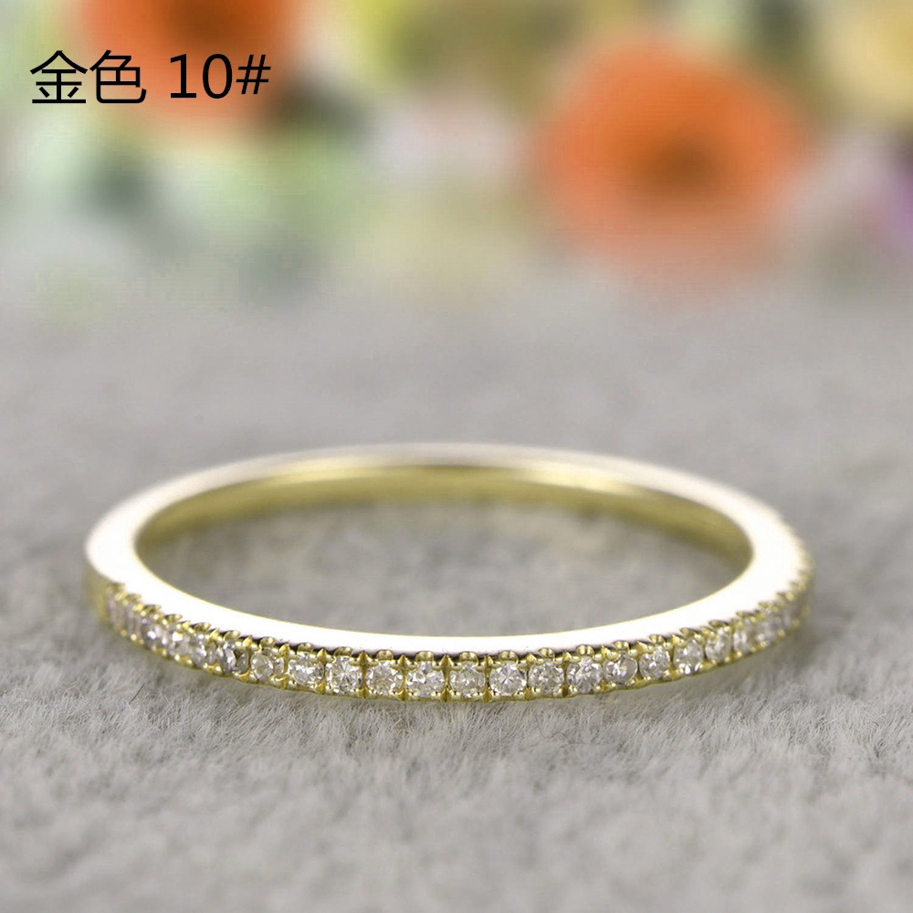 Nhẫn đeo tay đính đá kim cương một hàng thời trang Hàn Quốc cho nữ