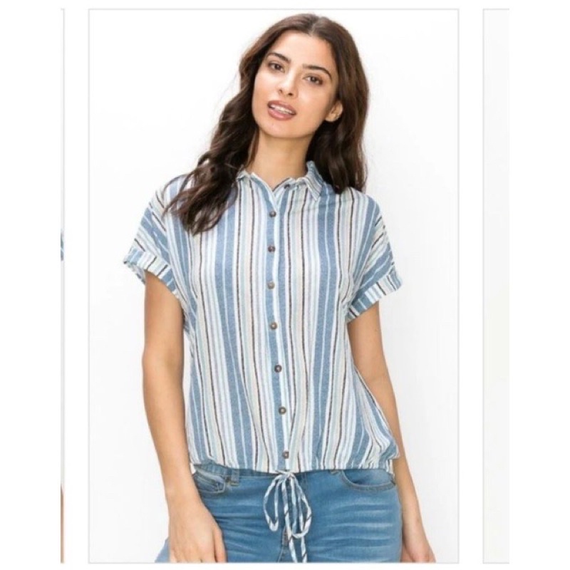 Áo kẻ dây rút xuất dư xịn