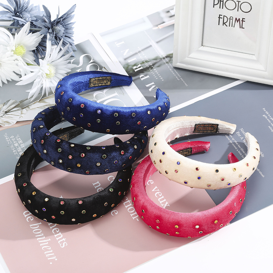 Băng Đô Cài Tóc Màu Trơn Đính Đá Lấp Lánh Phong Cách Hàn Quốc Cho Nữ