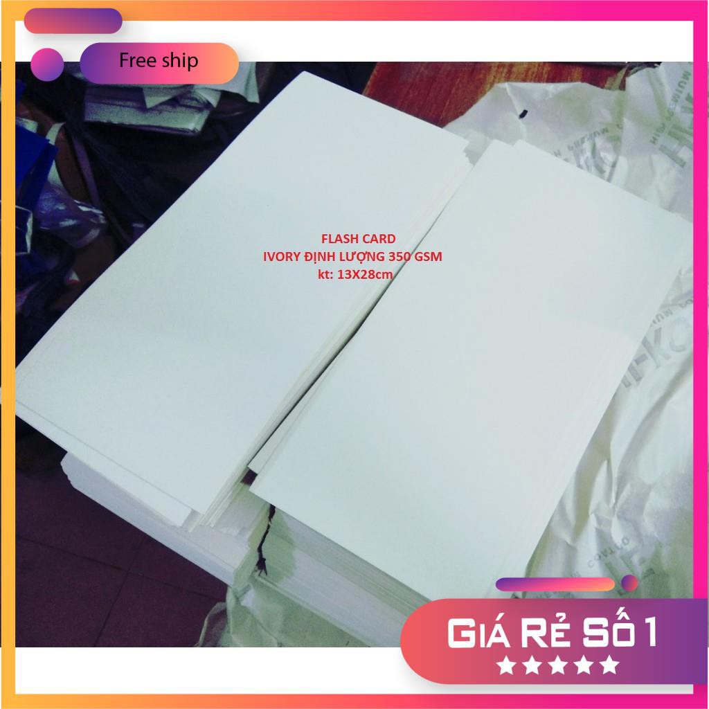 100 tờ Flash card trắng Ivory ĐL 350gsm kt 15x45cm