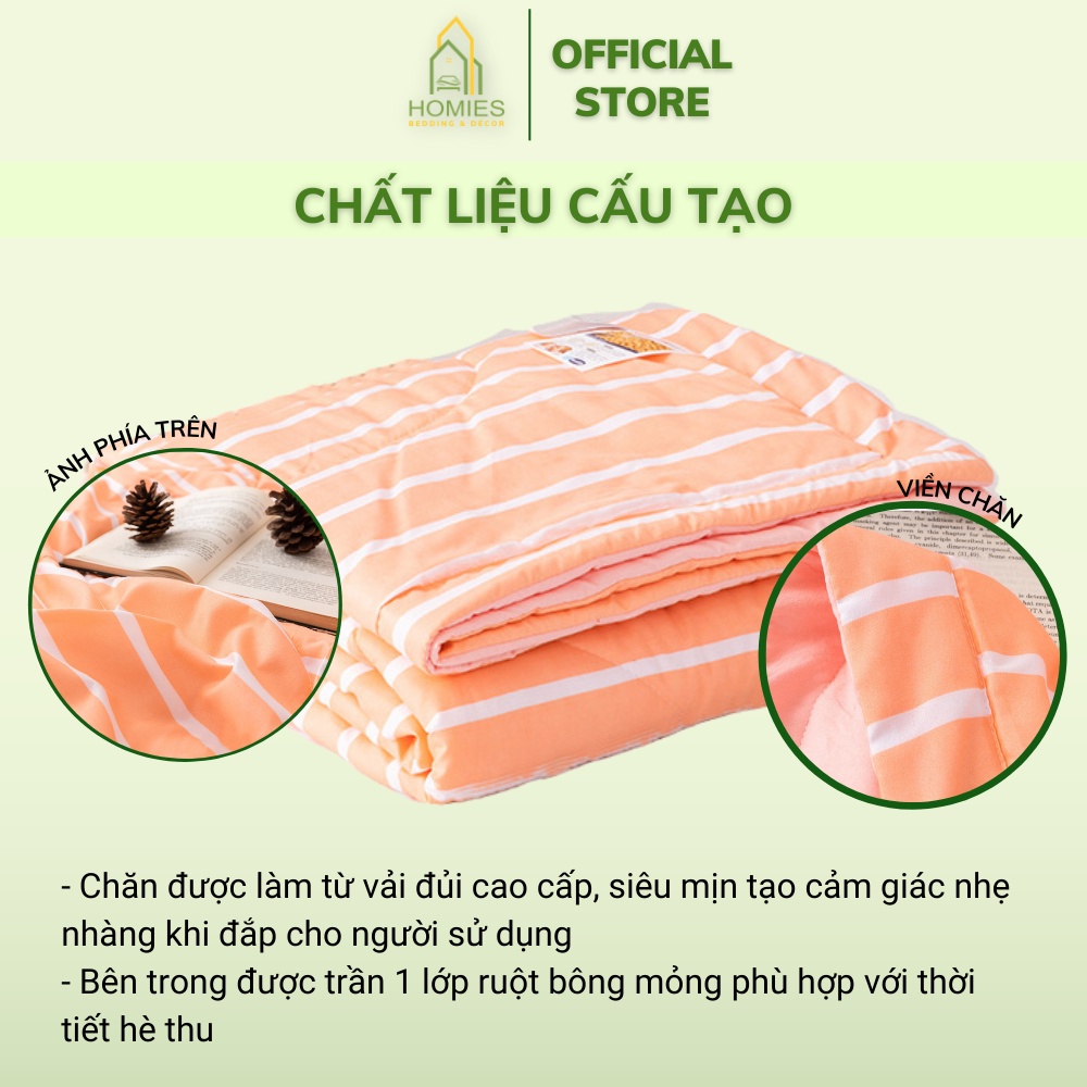 Chăn Đũi Hè Thu HOMIES Bedding &amp; Décor Vải Đũi Hoạ Tiết Hàn Quốc Siêu Mềm Mại Thoáng Mát Mùa Hè Kích Thước 2m x 2m3