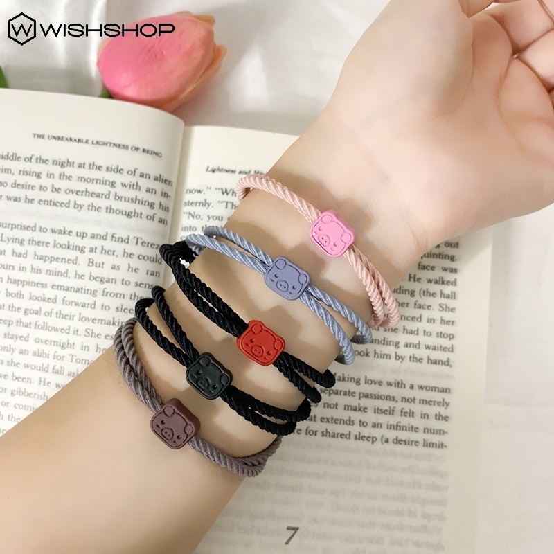 [Bán Chạy] [Vòng Tay Dây Bện Mặt Hình Chú Heo Dễ Thương Thời Trang Hàn Quốc Cho Cặp Đôi] [Trang Sức Nam Nữ]