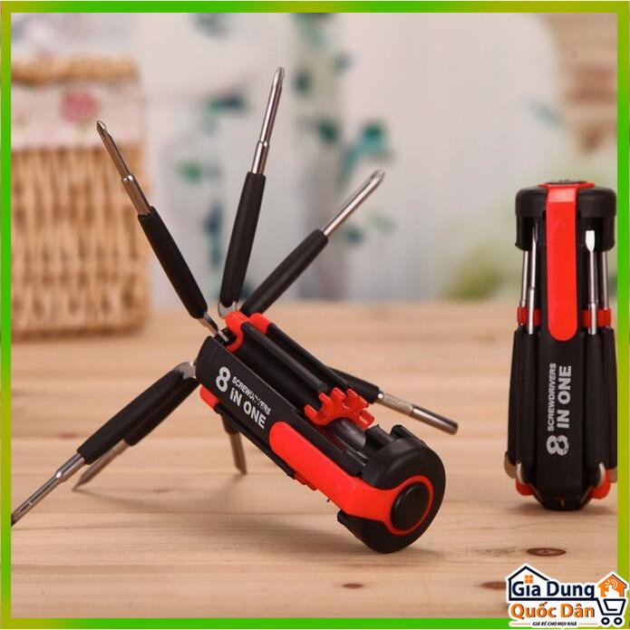 Bộ đồ tua vít 8 trong 1 có thể đổi đầu kèm đèn chiếu sáng siêu tiện dụng cho mọi gia đình