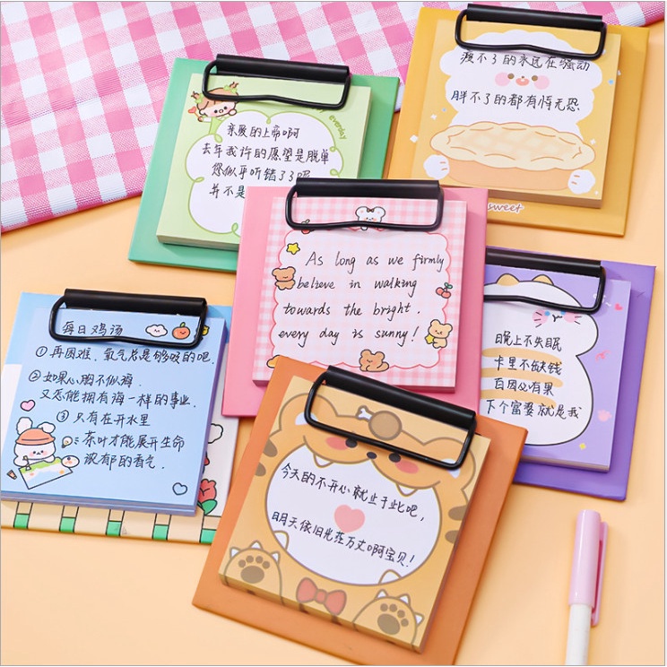 Bảng kẹp giấy nhớ, flashcard khổ A7 siêu dễ thương (tặng kèm 30 tờ giấy nhớ) BAG U BKNOTE205