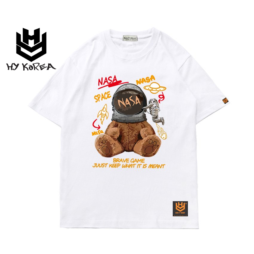 Áo phông tay ngắn nam nữ form rộng Gấu NASA 922 HY KOREA