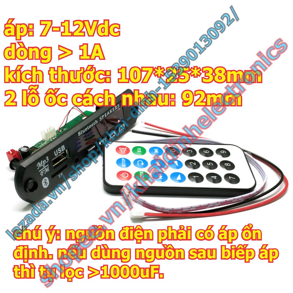 Module Giải Mã MP3+FM, microSD, USB + REMOTE, có bluetooth (LÀM MÁY NGHE NHẠC) C3B3 kde5237